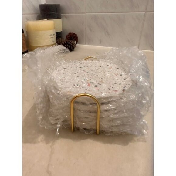 Marble Absorbent Coasters with Holder Set of 6 Coasters for Drinks - Picture 2 of 2